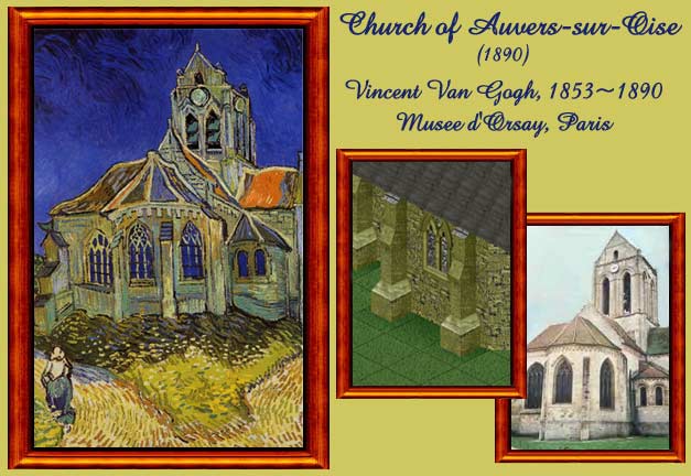 Church of Auvers-sur-Oise by Van Gogh, Miffy's Sims & Real Life photograph